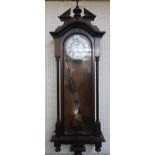 A 20th century mahogany cased Vienna style wall clock, 115cm high x 38cm wide Condition Report: