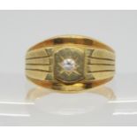 A 14k gold gents signet ring, with a star set cz, finger size U, weight 9.1gms Condition Report: