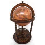 A 20th century Zoffoli Italian drinks globe with hinged top concealing fitted interior, 88cm high