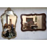 A 20th century gilt framed rococo style wall mirror, 114cm high x 61cm wide and a mahogany framed