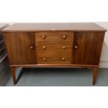 A mid 20th century Afromosia teak Gibson & Slater Ltd "Vesper" sideboard with three central