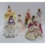 A collection of Royal Doulton figures including Julia, Sweet Lilac, Sharon, Sarah, Grace and