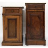 A lot of two Victorian mahogany marble topped bedsides with single drawers over single cabinet