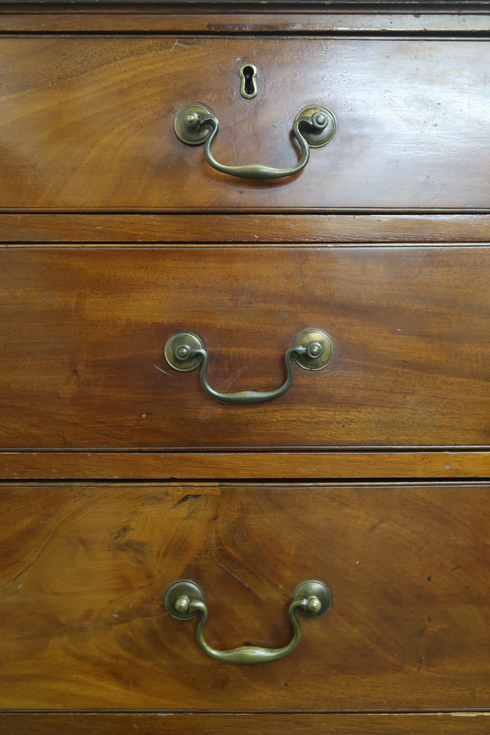 A 19th century mahogany two over three chest of drawers with brass drawer pulls on bracket feet, - Image 2 of 4