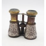 A pair of Victorian mounted silver opera glass, with engraved scrolling foliate decoration, by Henry
