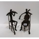 A pair of contemporary bronze figures of a violinist and a cellist Condition Report:Available upon