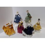 Sic Royal Doulton figures including Fragrance, Grace, Coralie, Kirsty, Adrienne and Lisa Condition