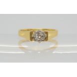 An 18ct gold retro diamond solitaire ring, set with an estimated approx 0.12cts, size K1/2, weight