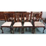 A lot of eight mahogany Chippendale style dining chairs (six regular and two carvers) with carved