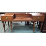 A 19th century mahogany sideboard converted from a table piano with five short drawers in central