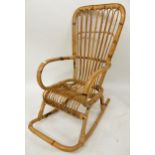 A 20th century bamboo rocking chair, 111cm high x 57cm wide x 89cm deep Condition Report:Available