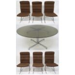 A MID 20TH CENTURY RICHARD YOUNG FOR MERROW ASSOCIATES DINING TABLE AND SIX CHAIRS table with