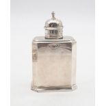 A Victorian silver tea caddy, of rectangular form, with canted edges, by Thomas Bradbury, London