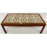 A mid 20th century teak and tile inset G Plan coffee table, 59cm high x 112cm long x 51cm deep