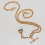 A 9ct gold fob chain with attached fob seal, length 47cm, weight 23gms Condition Report:Available