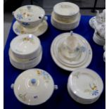 A Spode Royal Jasmine pattern dinner service comprising soup tureen and stand, platters, plates,