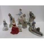A collection of Lladro figures, another Spanish figure and a Paragon figure Veronica Condition