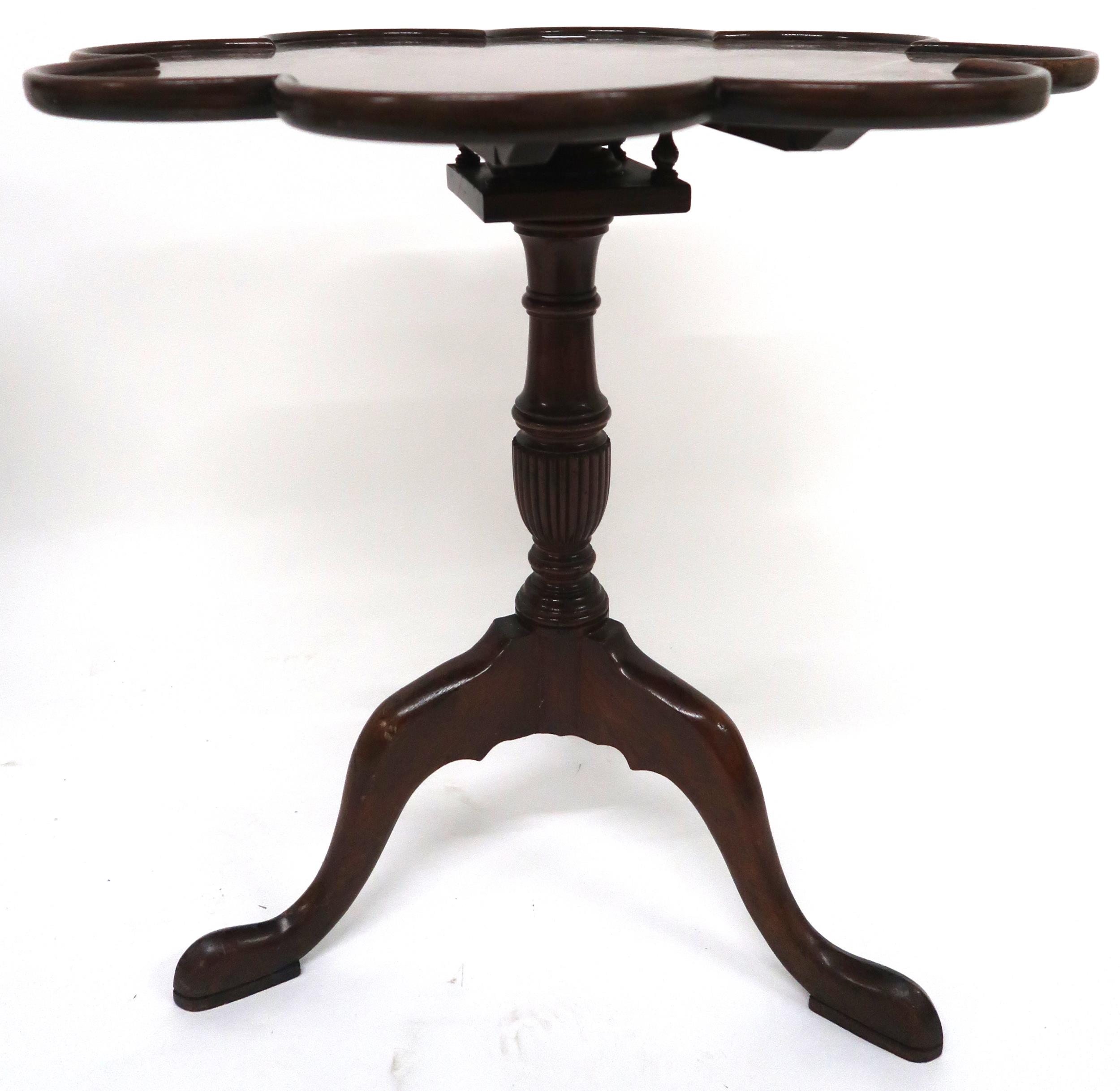 A Victorian mahogany tilt top occasional table with shaped top on tripod base and an oval two tier - Image 4 of 6