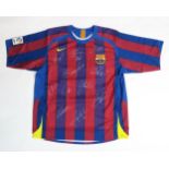 SPORTING MEMORABILIA  An FC Barcelona 2005-06 home shirt, with various team signatures, to include