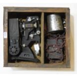 PHOTOGRAPHIC EQUIPMENT A Pathescope cinecamera, contained in a stained plywood case Condition