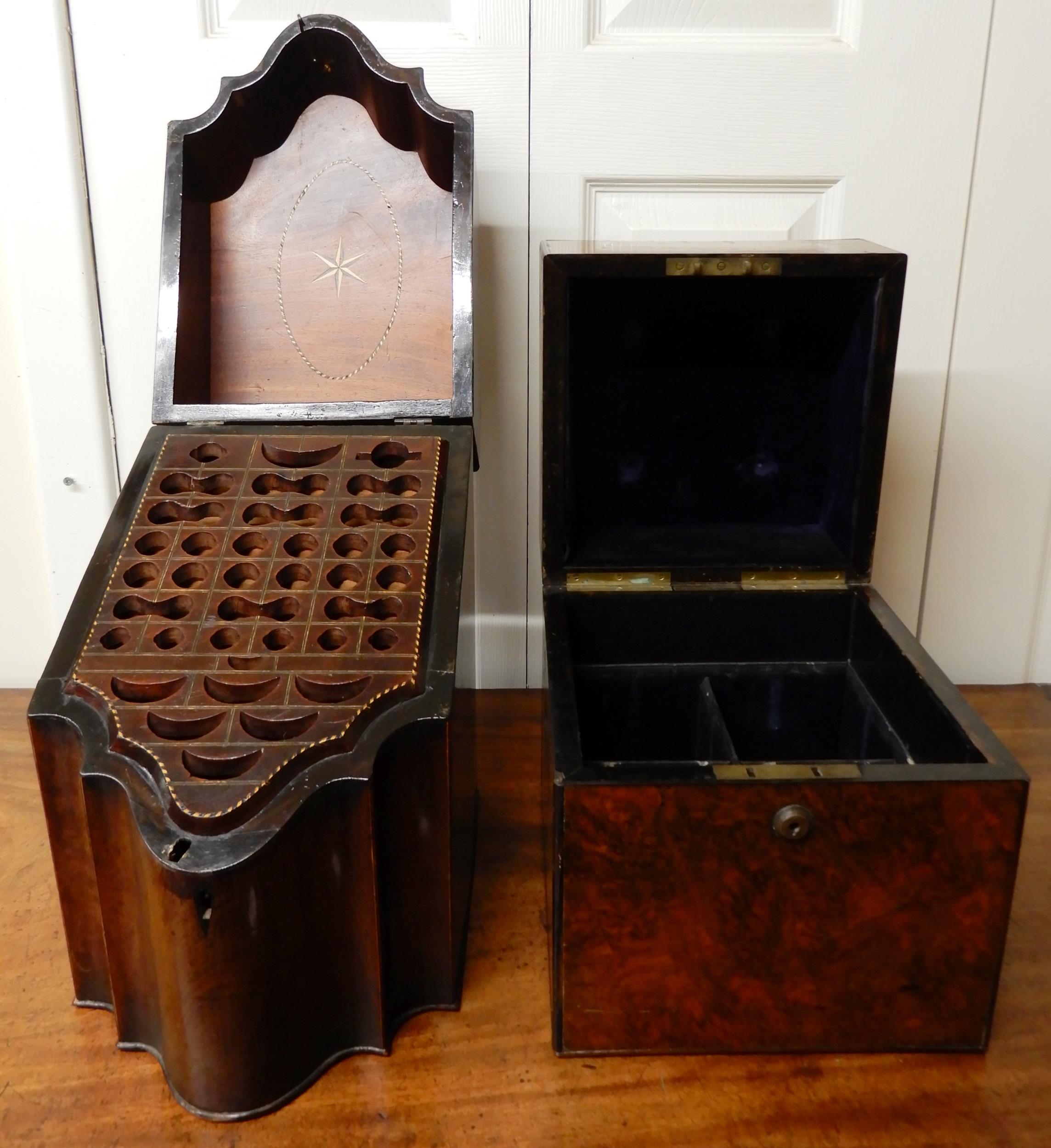 *WITHDRAWN* A 19th century mahogany knife box with original interior liner and a walnut bottle box - Image 2 of 4