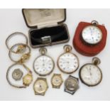 A collection of vintage watches and pocket watches to include a silver example dated Birmingham