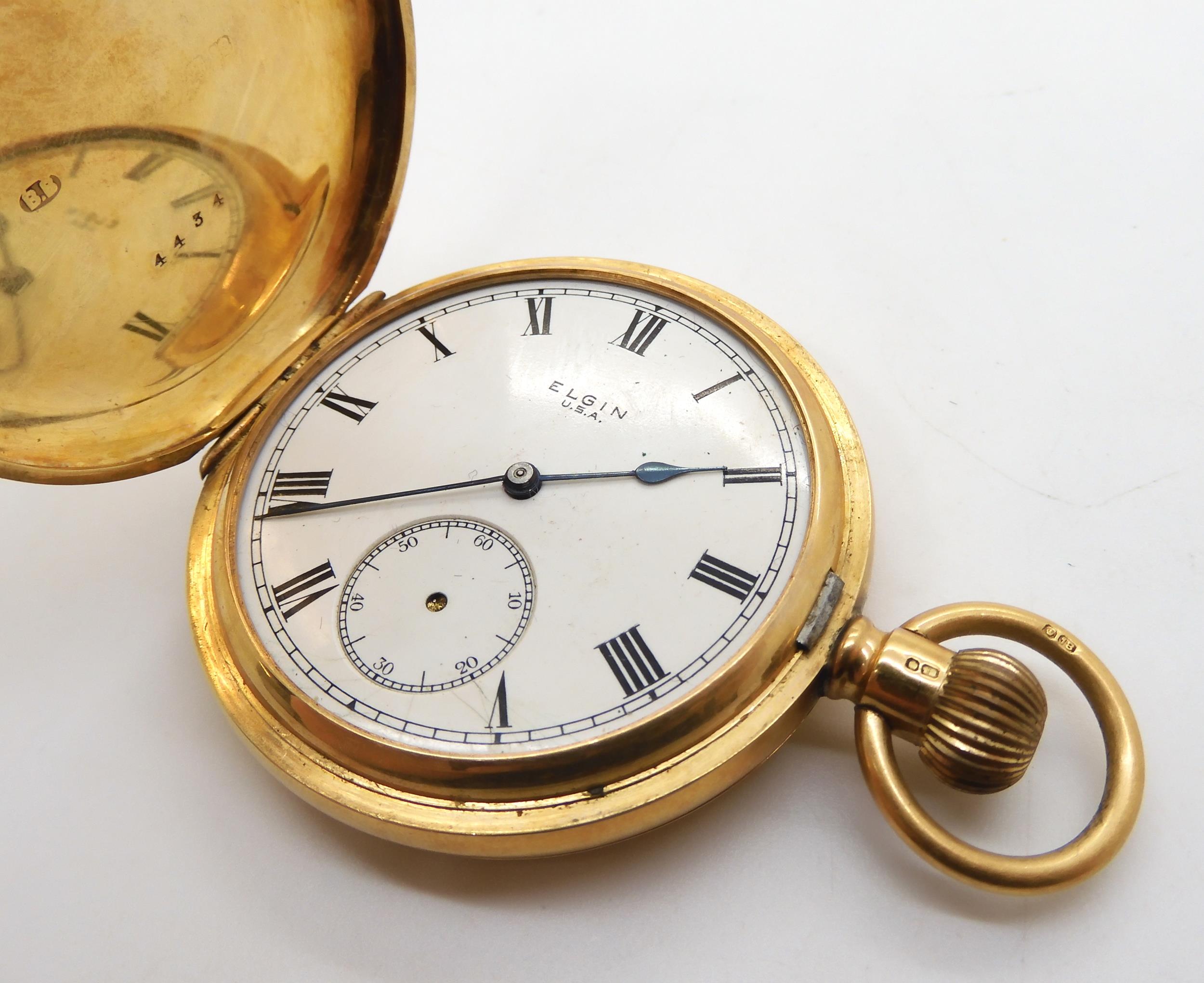 An 18ct gold Elgin full hunter pocket watch, inscribed to dust cover, Chester hallmarks for 1919, - Image 2 of 5