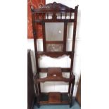 An early 20th century mahogany mirror backed hall stand will marble insert, 194cm high x 69cm wide x