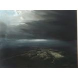 JAMES NAUGHTON (ENGLISH b.1971) DARK SKY Oil on board, signed lower right, dated 2022, 29 x 29cm