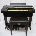 YAMAHA ELECTRONE EL-3 electric organ with dual keyboards and inbuilt speakers together with a Yamaha