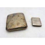 A silver cigarette case, of shaped square form, by Charles Edwin Turner, Birmingham 1922, and a