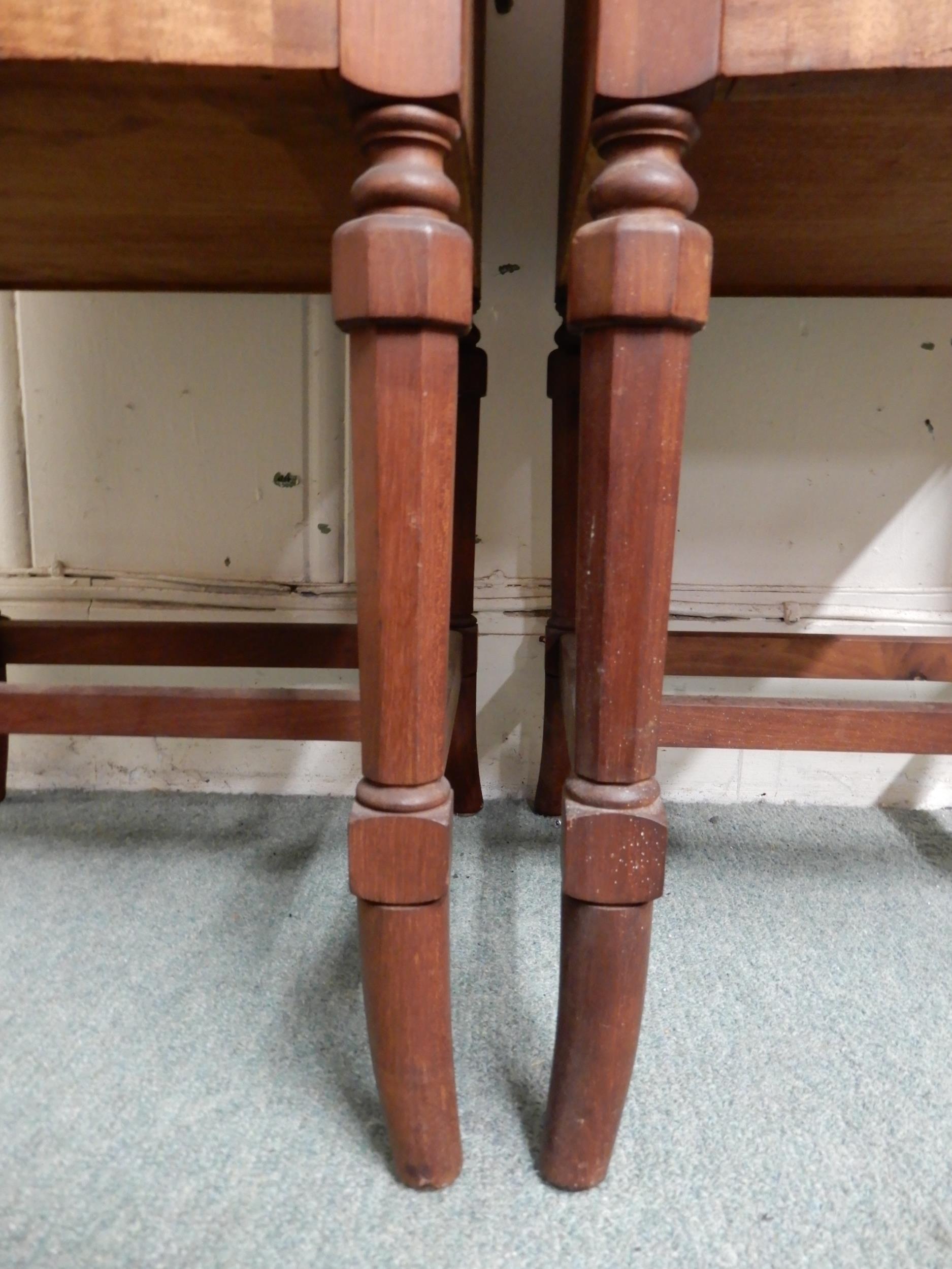 A pair of 20th century mahogany single door bedside cabinets on stretchered shaped supports, 78cm - Image 4 of 4
