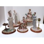 Five Franklin Mint Jane Austen figures including Elizabeth, Marianne, Anne, Elinor and Emma