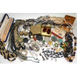 A collection of vintage costume jewellery, to include a Coronation Velvet Butterfly brooch, early