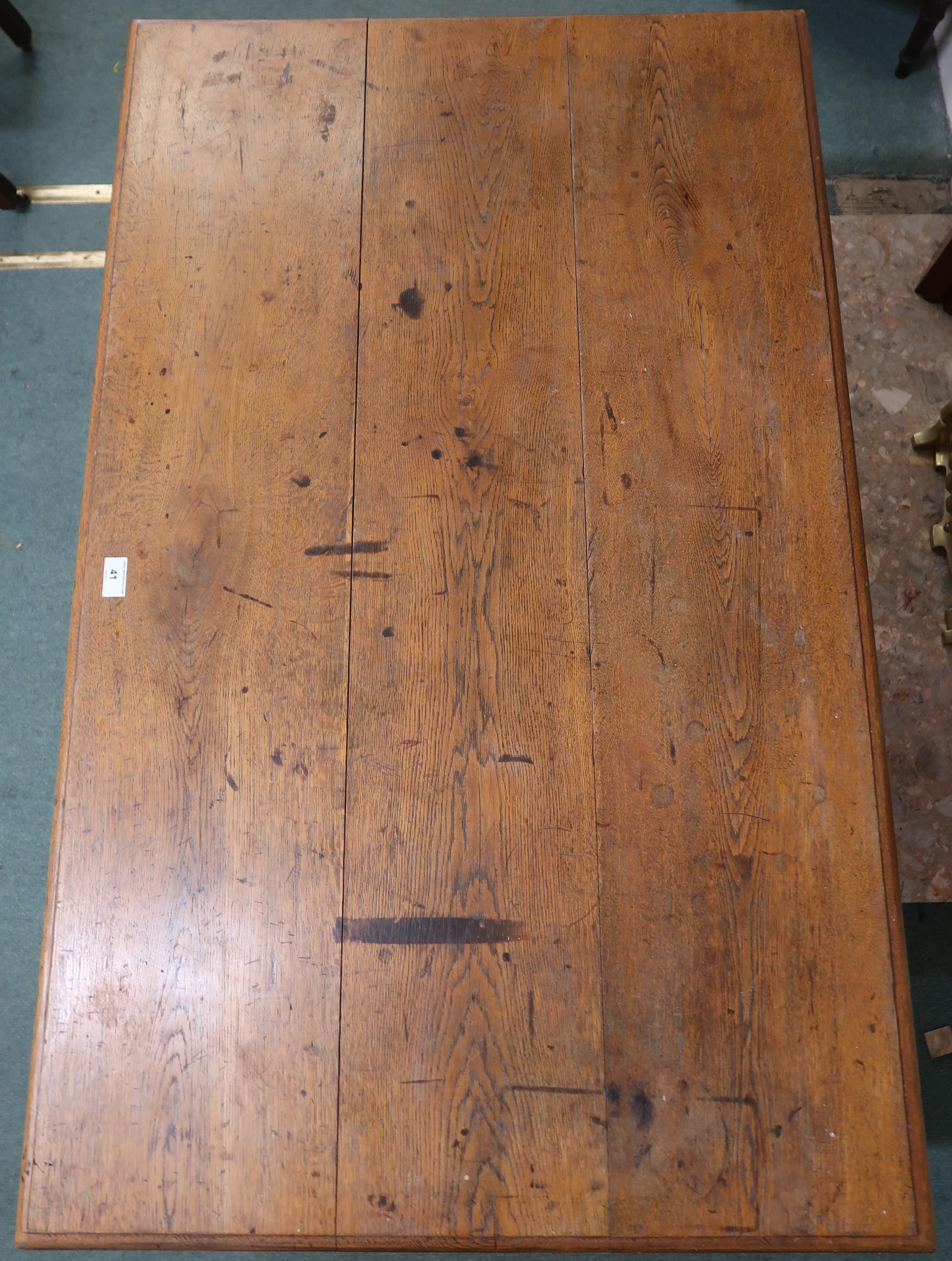 A 18th/19th oak continental table with rectangular top with single drawer on stretchered turned - Image 2 of 8