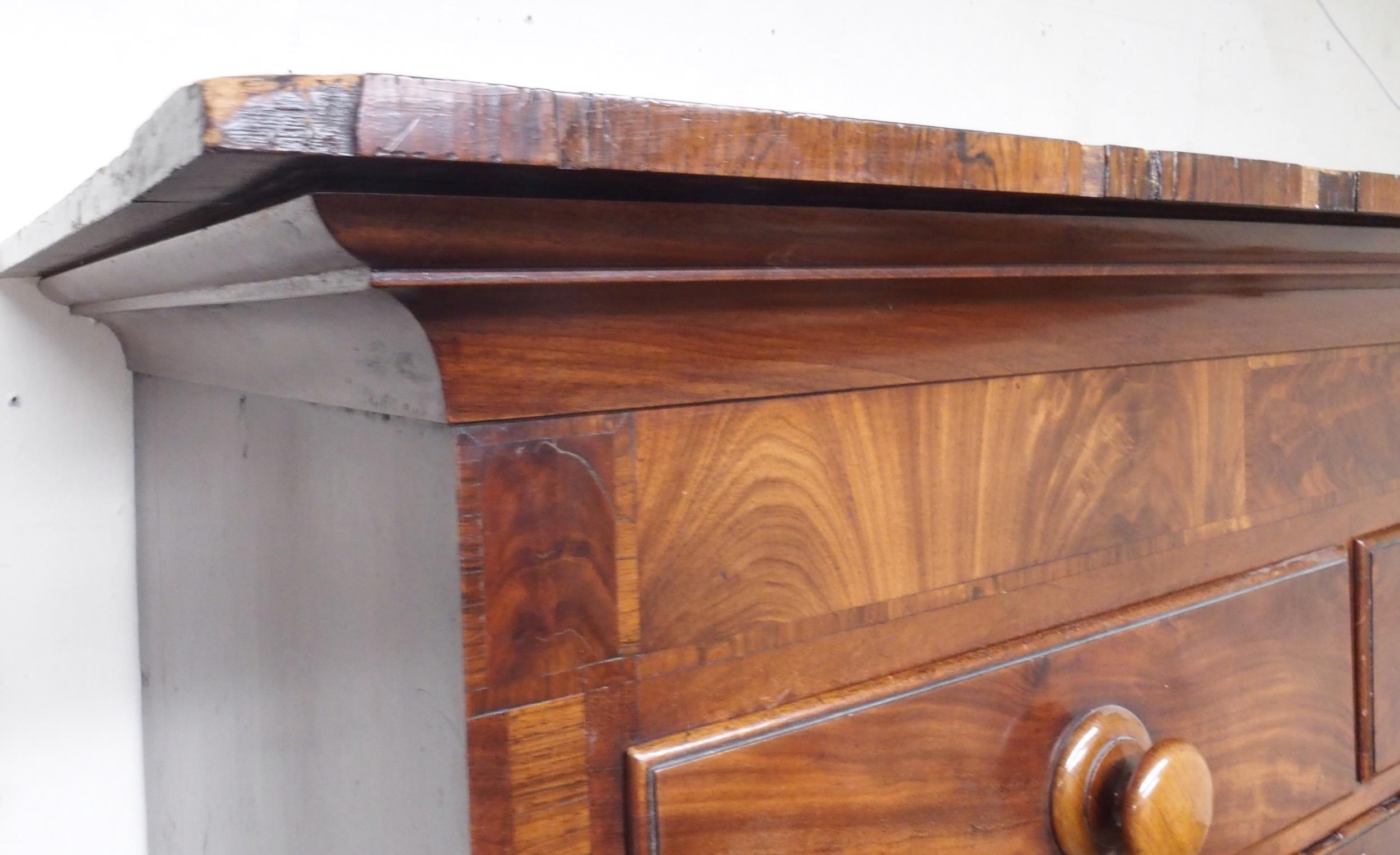 A Victorian mahogany chest on chest with moulded cornice over two short over three long drawers on - Image 8 of 8