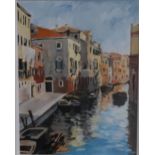 CONTEMPORARY SCHOOL VENICE CANALS Oil on canvas, signed lower left, 16 x 13cm Together with two