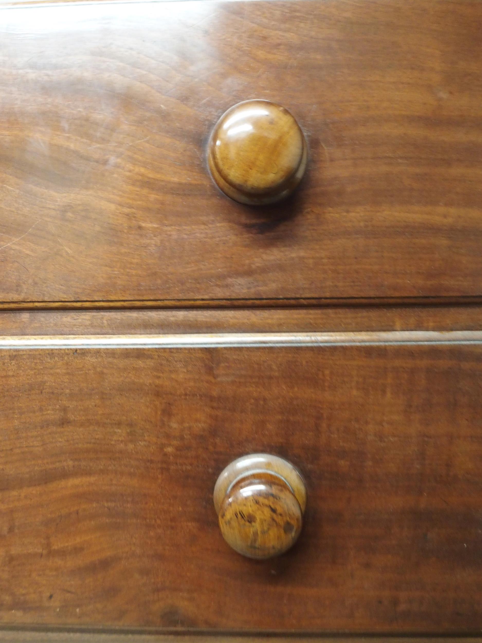 A Victorian mahogany chest on chest with moulded cornice over two short over three long drawers on - Image 3 of 8