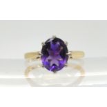 An 18ct gold amethyst ring, size M1/2, weight 3gms Condition Report:Available upon request