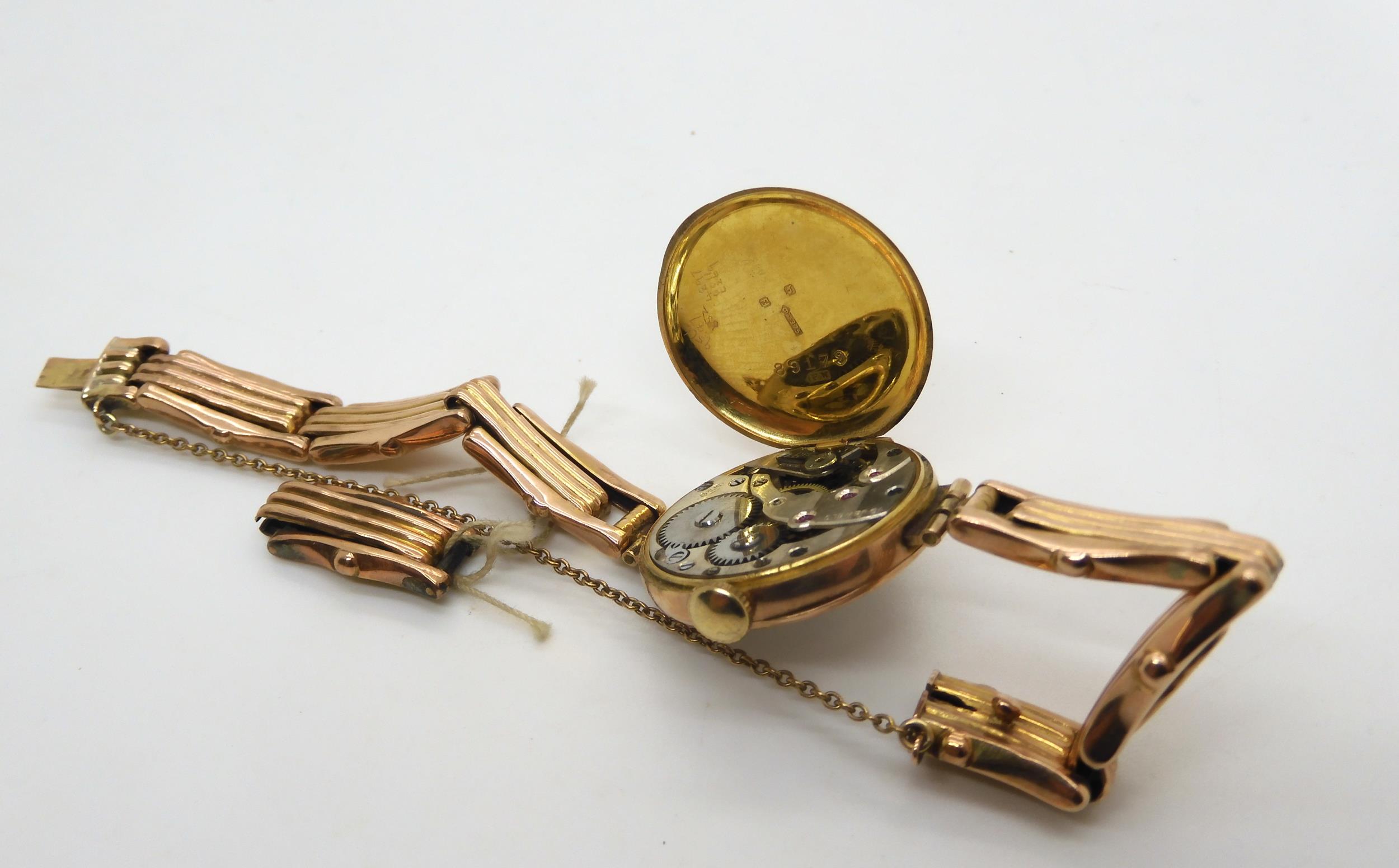 A 9ct rose gold ladies vintage watch and strap, weight including mechanism 23.1gms Condition - Image 4 of 5