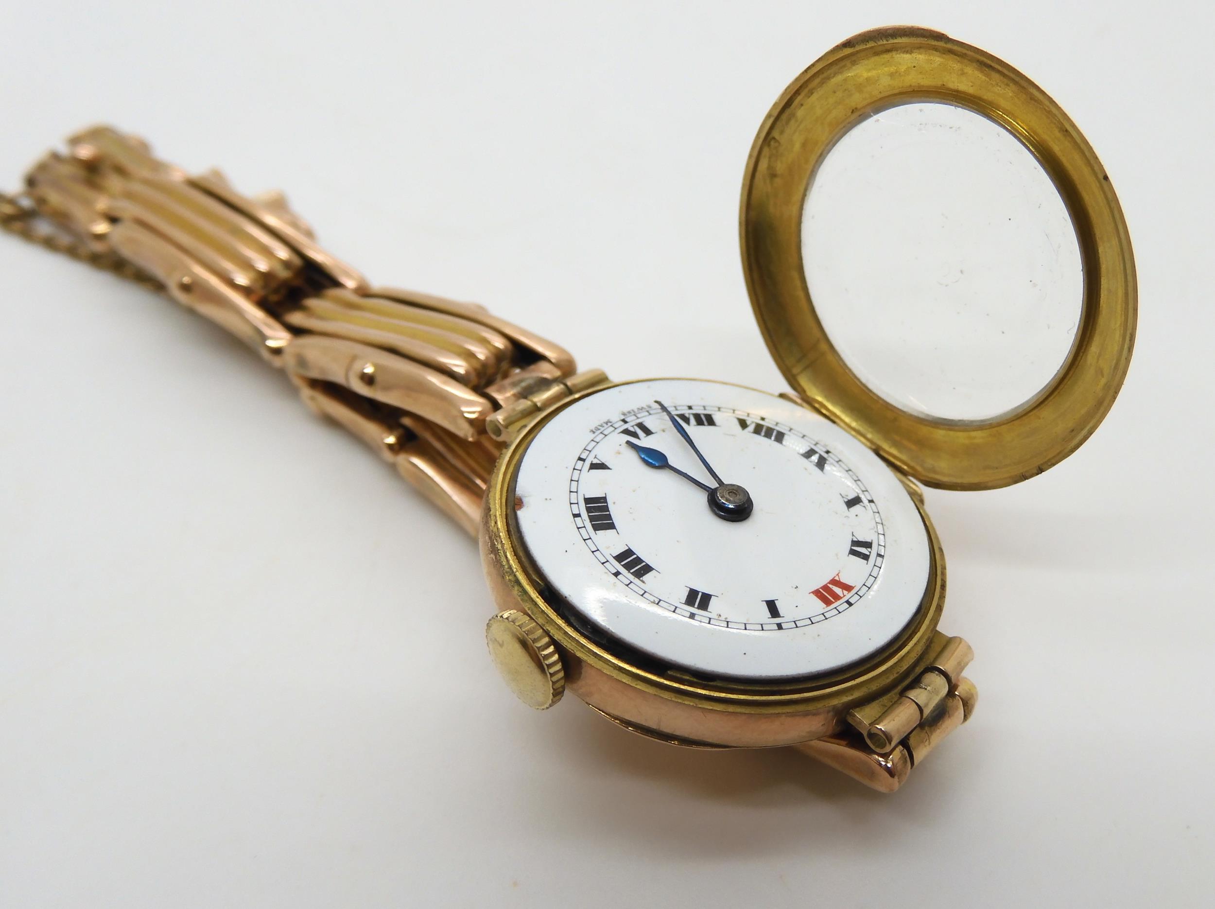 A 9ct rose gold ladies vintage watch and strap, weight including mechanism 23.1gms Condition - Image 5 of 5