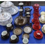 A red glazed Villeroy and Boch coffee set together with  Denby Arabesque pattern tablewares