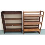 A 20th century oak open bookcase, 91cm high x 77cm wide x 23cm deep and another open folding