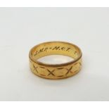 18ct gold wedding band, size N1/2, weight 4.5gms Condition Report:Inner band inscribed