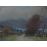 WALTER L. PENDER THE ROAD TO THE LOCH, LOCH LONG Pastel on paper, signed lower left, 21 x 29cm