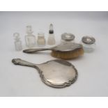 A collection of silver including a matched two piece silver dressing set,  the brush by Joseph