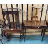 A mixed lot to include mahogany serpentine single drawer side table, mahogany drop end table, nest