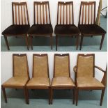 A lot of two sets of four G plan dining chairs, four rail back chairs with brown velour