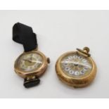 A 14k gold ladies fob watch, with enamelled numerals and gem set dial, diameter 3cm, weight