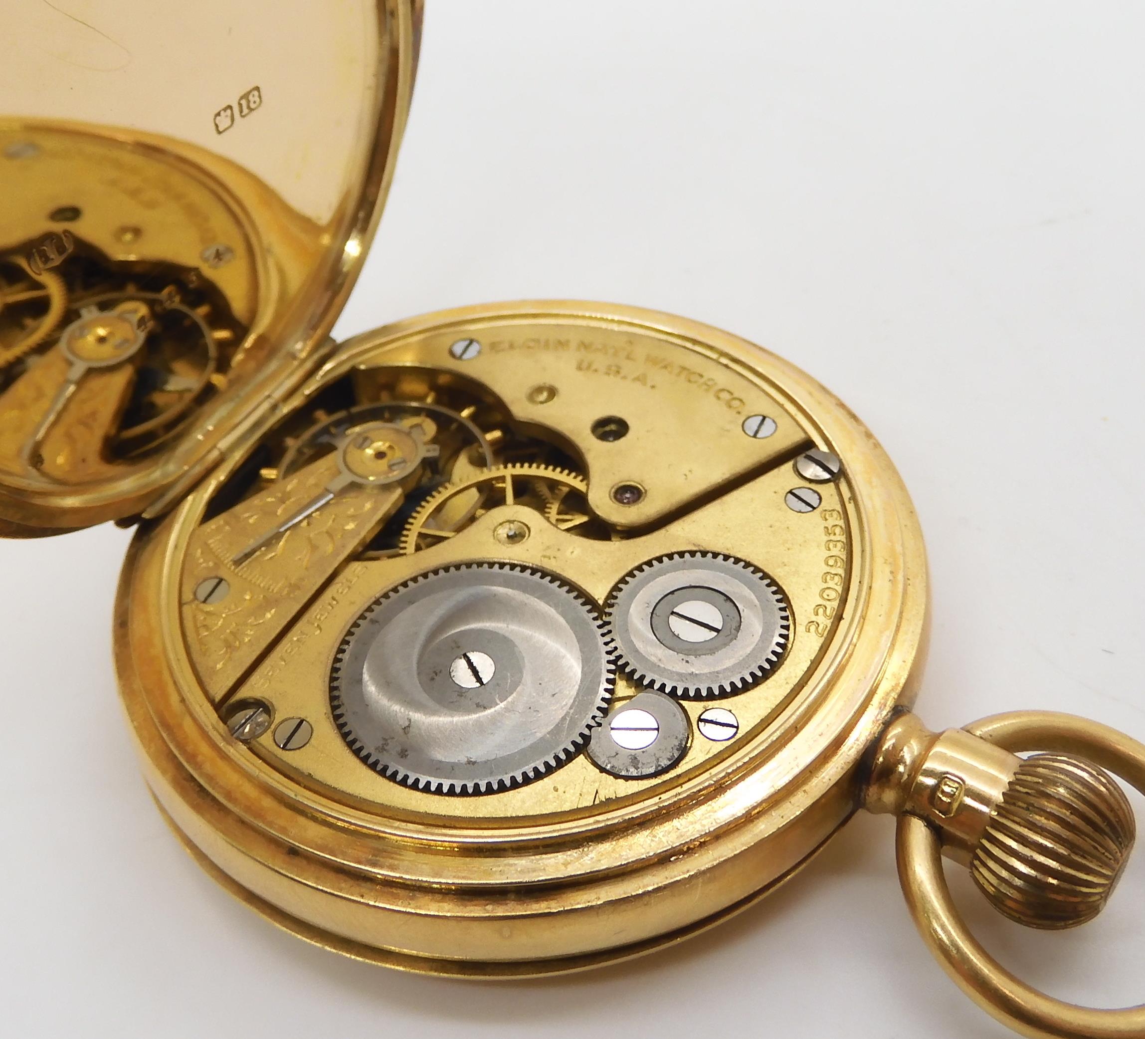 An 18ct gold Elgin full hunter pocket watch, inscribed to dust cover, Chester hallmarks for 1919, - Image 5 of 5